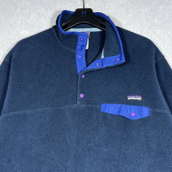 Patagonia Synchilla Sweatshirt Mens Medium Blue Snap Fleece 1/4 Pullover Outdoor - Picture 3 of 11